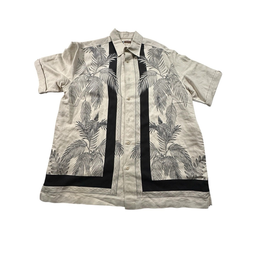 Centro Shirt Men's Large Short Sleeve Button Up Retro Style Leaves Size Large